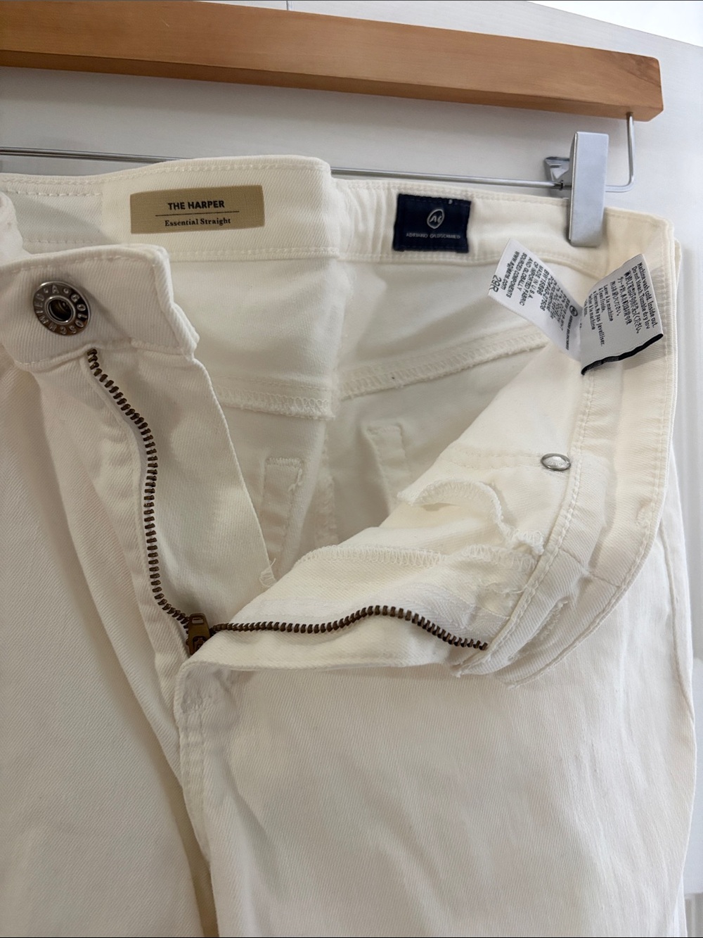 Adriano Goldschmidt Ag “The Harper” Straight Leg Women's Jeans in Cream